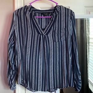Navy patterned blouse
